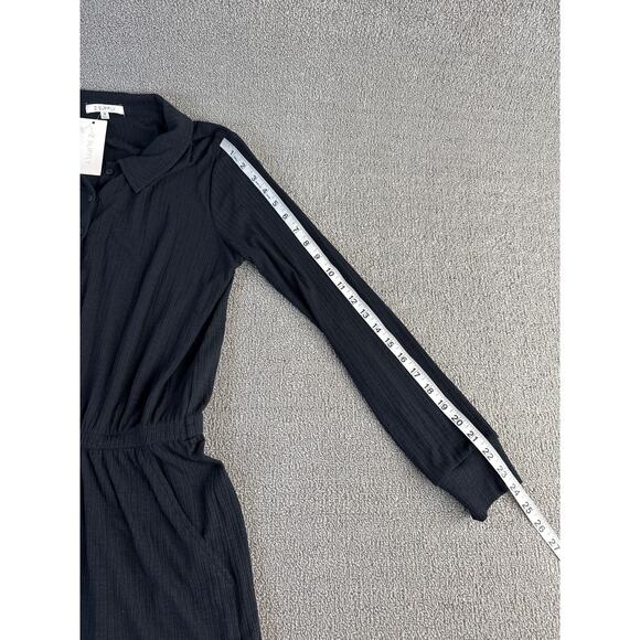 NWT Z Supply Lycra Henley Romper Medium Black Long Sleeve Ribbed Casual Lounge - Picture 9 of 12